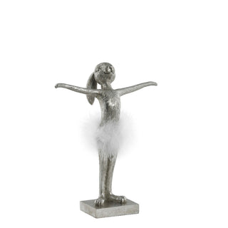 Semilla Easter bunny with feathers 26.5 cm. silver