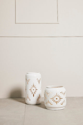 Hilde lykt hvit keramikk H39 cm