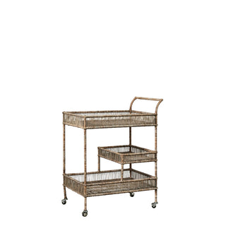 Norah rolling table/serving trolley 90x46 cm. Natural wicker