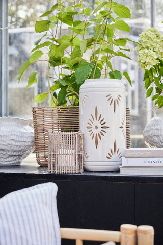 Hilde lykt hvit keramikk H39 cm