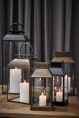 Sigrid lanterne H42 cm. antik guld jern