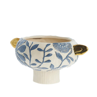 Valentina gjemmer seg i keramikk 30x22 cm. blå/gull